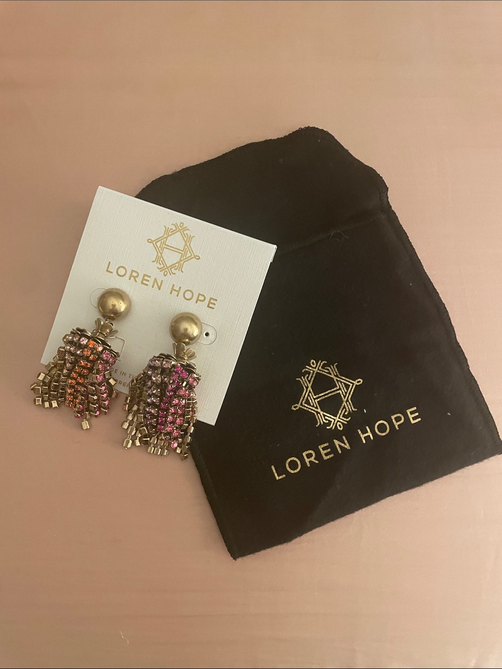 NWT Loren Hope Gold Crystal Tassel Earrings